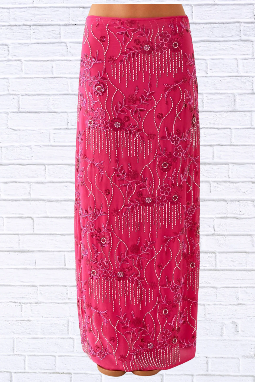 Sequin Embroidered Maxi Skirt for Women | Elegant Boho Floral Long Skirt | Flowy Statement Evening & Vacation Skirt