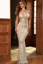 Spaghetti Strap Sequin Maxi Dress