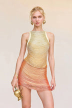 Scoop Neck Tiered Fringe Bodycon Mini Dress