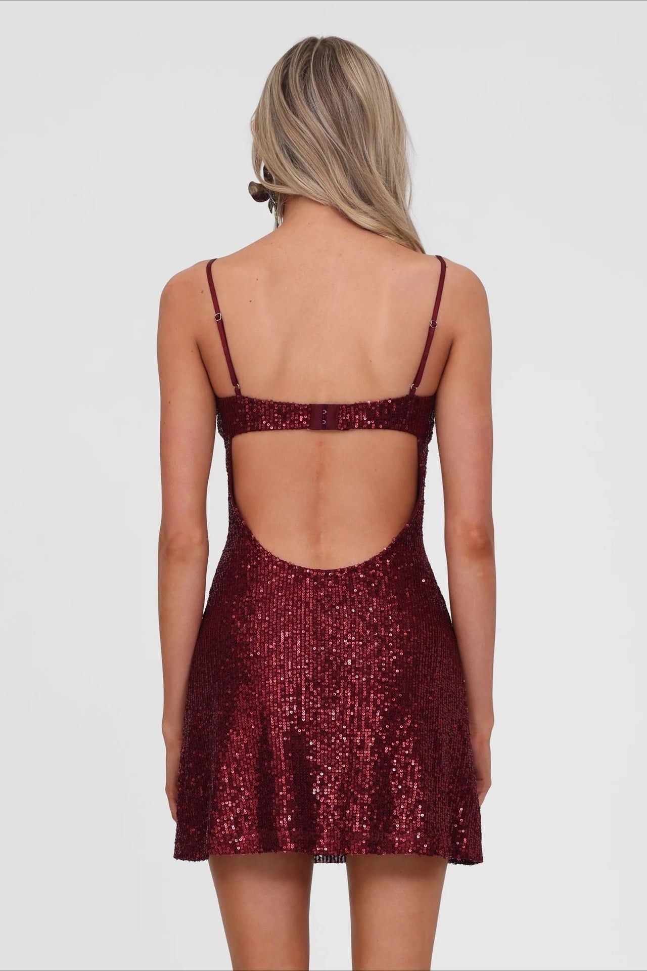 Sequin Spaghetti Strap Scoop Neck Bodycon Mini Dress