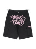 Hip Pop Contrast Letter Print Drawstring Shorts