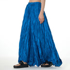 Unique Fold Solid Color Long Skirt