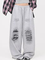 Street Offset Ripped Pattern Sweatpants