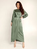 Prom Dresses Jewel Neck Pleated Stain Semi Formal Maxi Dress