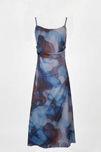 Monet's Dream Abstract Watercolor Cowl Neck Maxi Dress