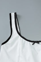White U-Neck Sleeveless Ruched Bodycon Mini Dress