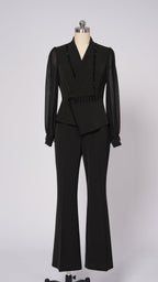 Women's Mesh Beaded Top & Wide-Leg Pants Set