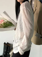 Plain Crewneck Casual Thin Long Sleeve Knits