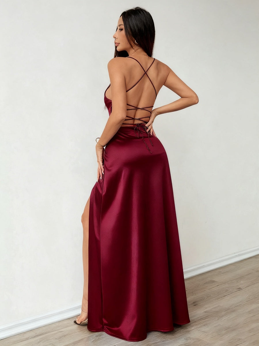Camisoles Satin Slit Maxi Dresses