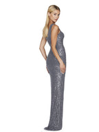 One-shoulder Tie-up Pleated Sweet And Spicy Sequined Dress