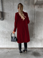 Long Sleeves, Lapel, Solid Color, Double-breasted, Slim Fit Coats
