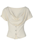 Draped Collar Buttons Slim-fit Jacket T-shirts
