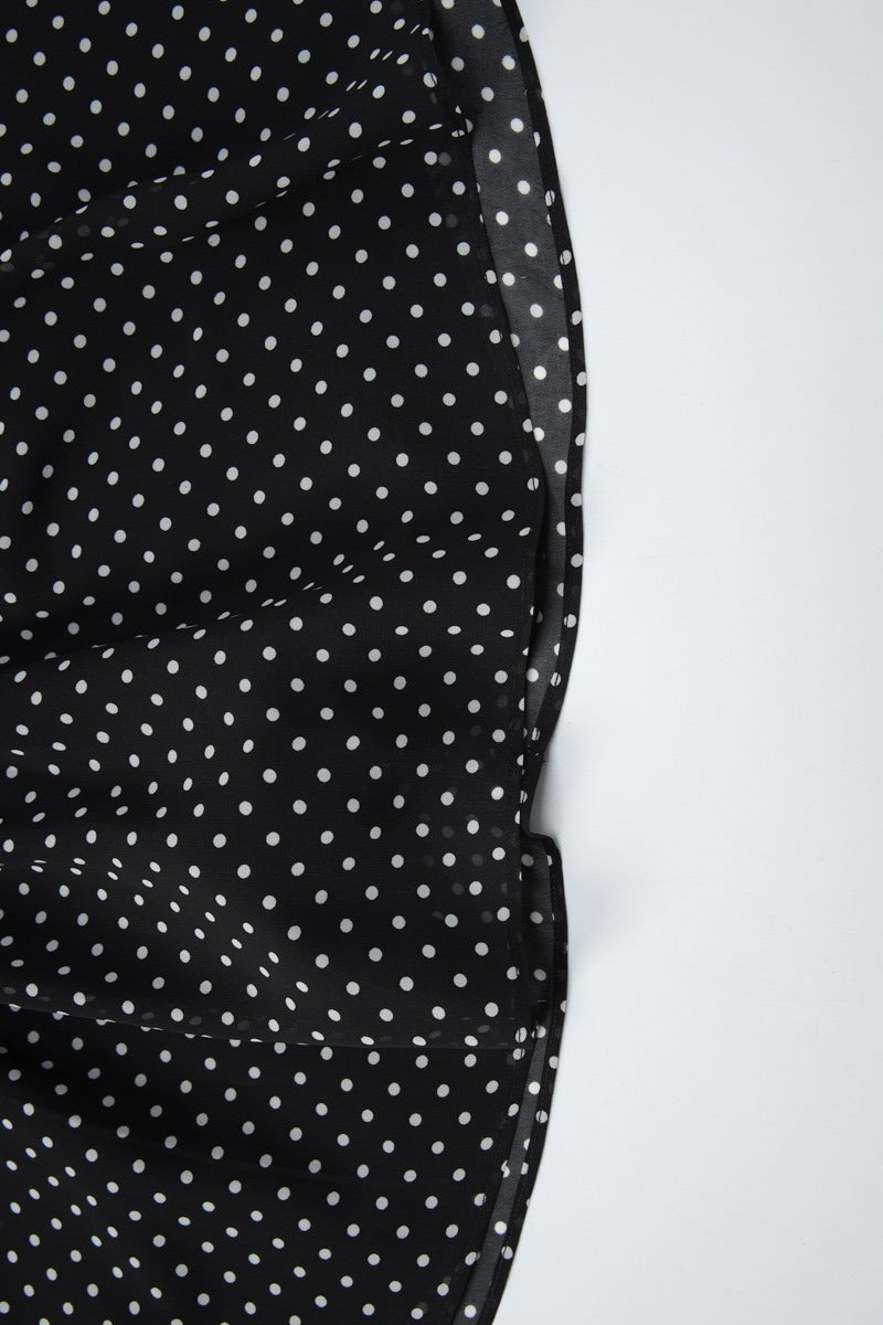 Black Halter Neck Polka Dot Ruffle Tiered Bubble Hem Mini Dress