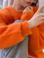 Fuzzy Solid Pullover Sweater