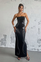 Rhinestone Strapless Bodycon Maxi Formal Dress