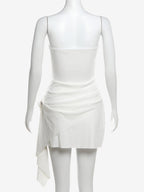 Party Dresses White Strapless Sleeveless Semi Formal Dress