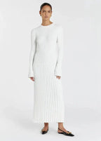 Long Sleeve Crew Neck Ribbed Knit Bodycon Maxi Dress