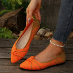 Fashionable Bow Colorblock Casual Flats