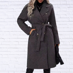 Double-Breasted Tie Waist Coat
