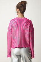 Solid Simple Silver Foil Loose Slim Long Sleeve Sweater