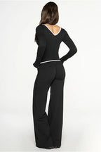 Color Block Casual Slim Three Piece Set