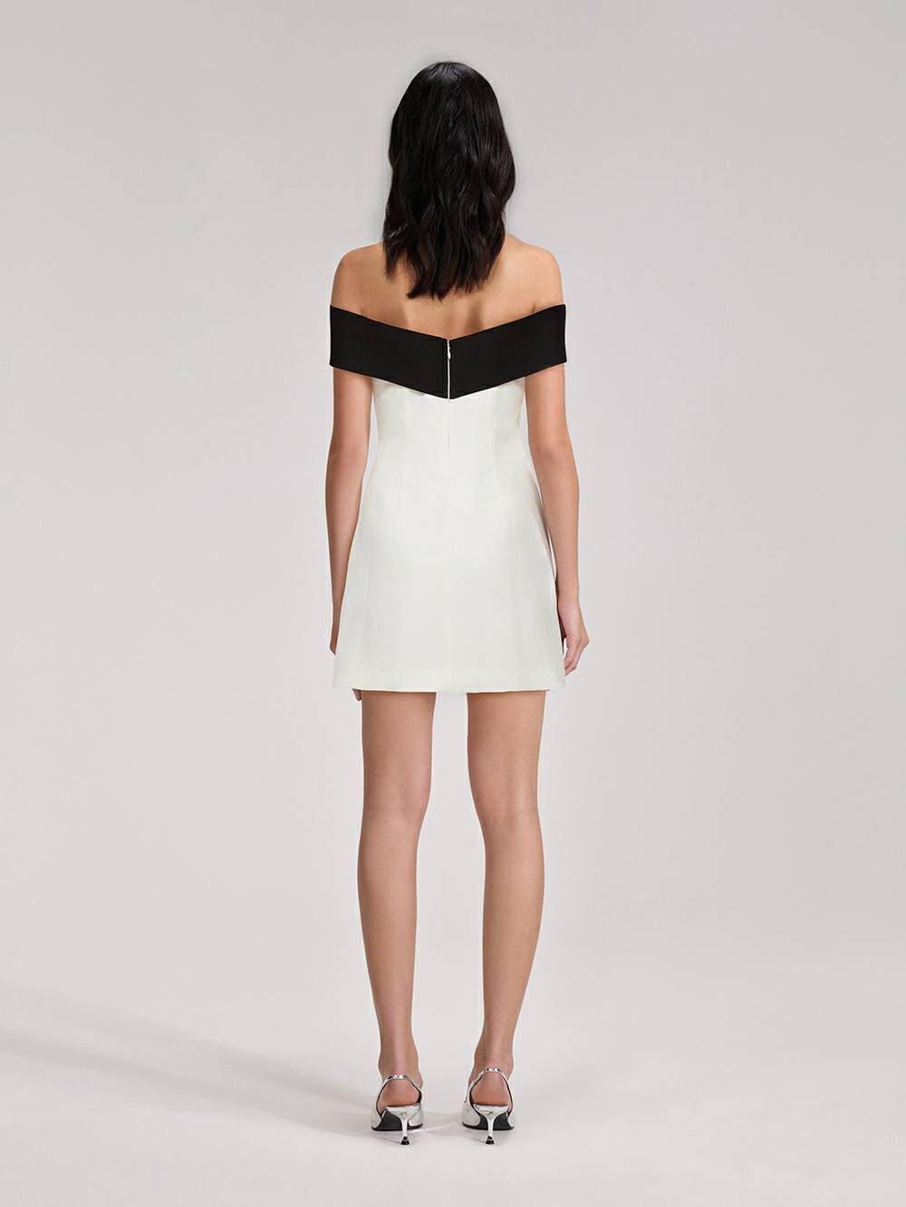Off-the-Shoulder Contrast Bow Strap A-Line Mini Dress