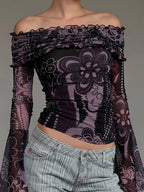 Dark Floral Print Long Sleeve