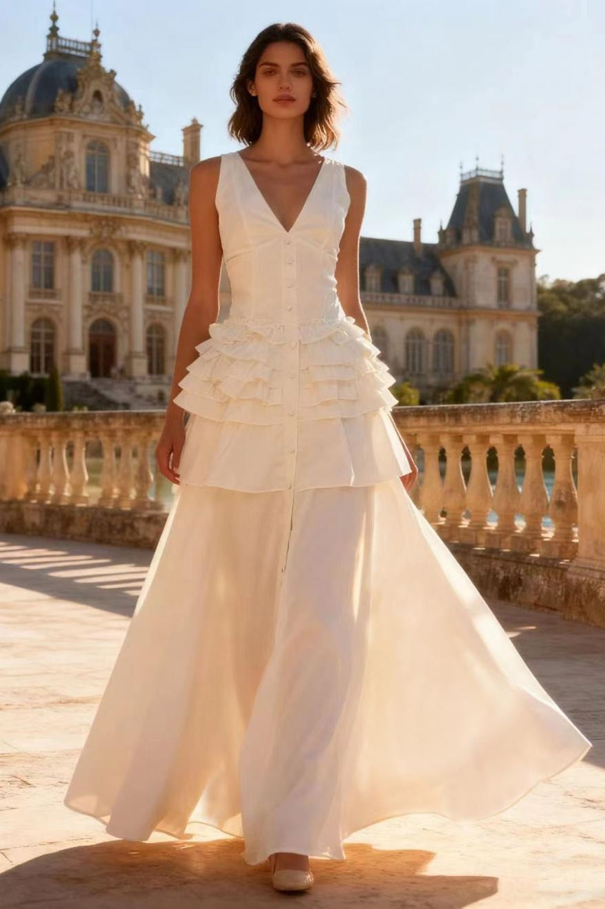 Elegant Vintage Sleeveless Swing Tiered Prom Dress