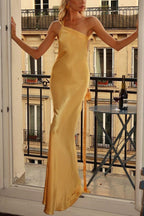 Satin One Shoulder Bodycon Dress