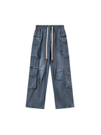 Loose versatile drawstring straight Cargo Jeans