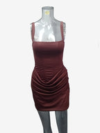 Square Neck Lace Up Back Corset Ruched Mini Bodycon Dress For Women 2026