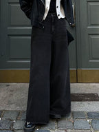Vintage Black Wash Wide Leg Flare Boyfriend Jeans