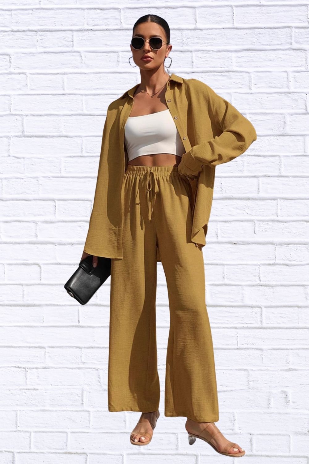 Button Up Shirt & Pants Set | Women__ Matching Outfit