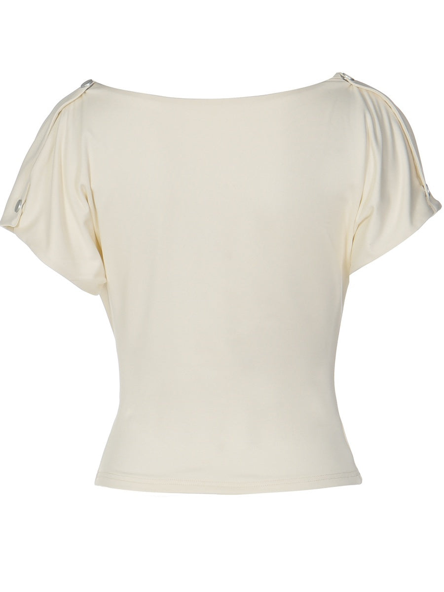 Draped Collar Buttons Slim-fit Jacket T-shirts