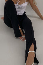 High Rise Slit Bell Bottoms Skinny Pants