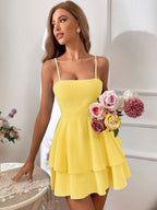 Pure Cotton Backless Bow Tie Mini&Short Dresses
