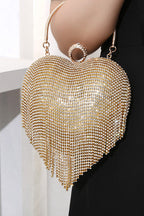 Luxury Heart Shape Rhinestones Tassel Evening Handbag