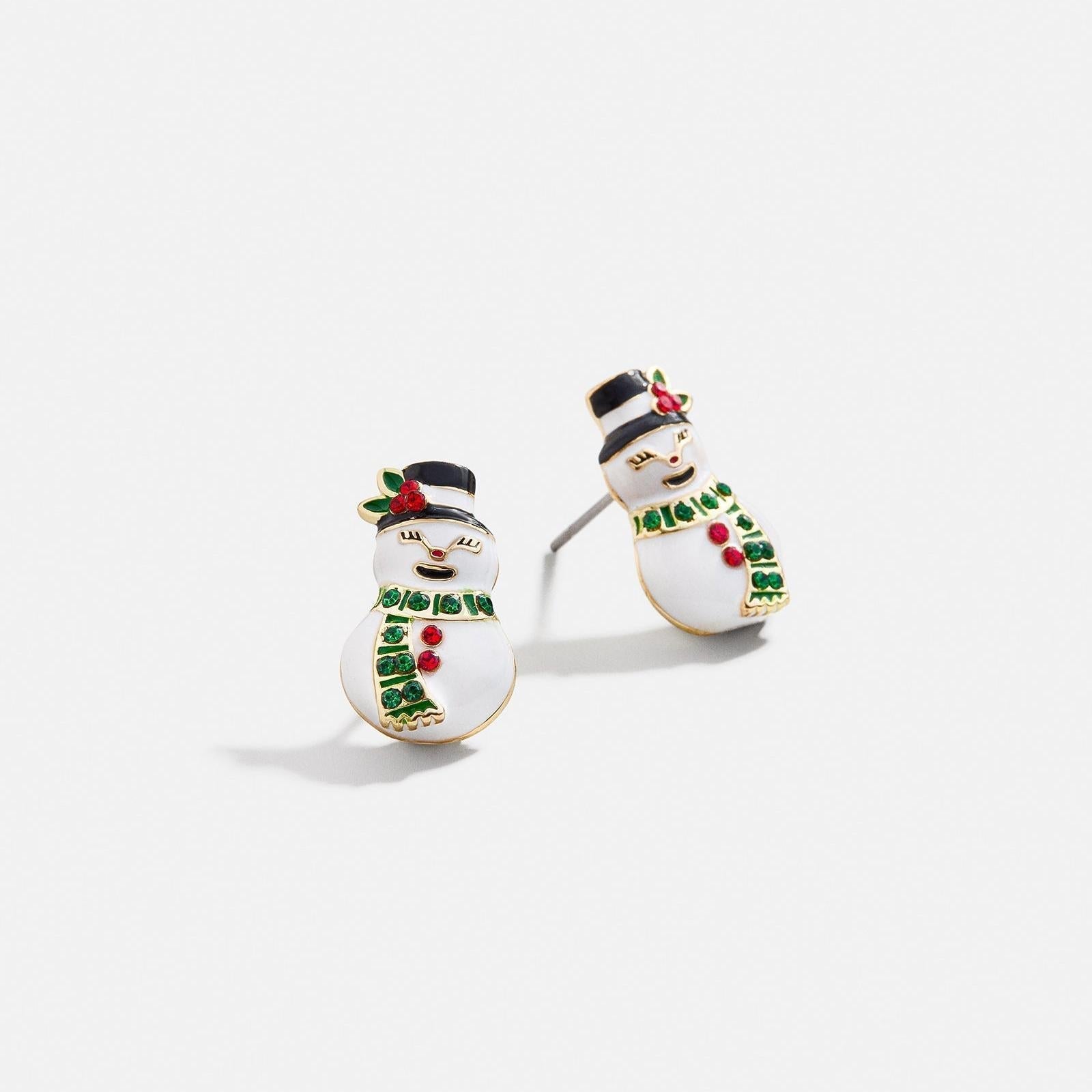 Copper Rhinestone Christmas Stud Earrings