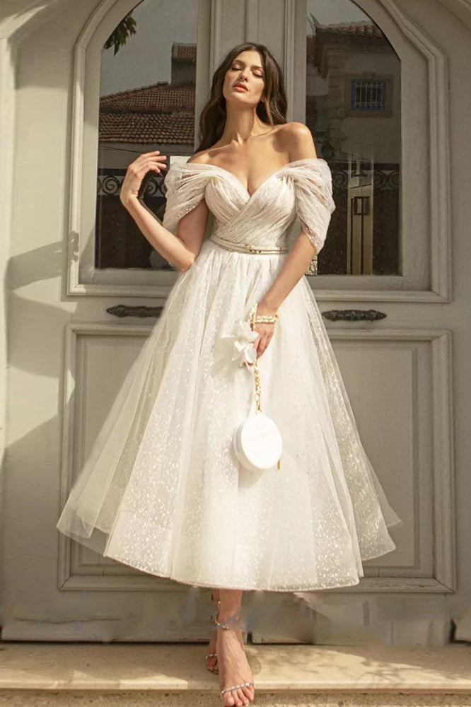 White V-Neck Raglan Sleeve Wrap Midi Dress