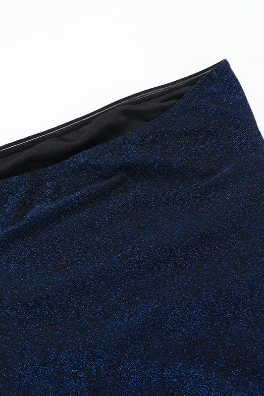 Blue Strapless Sash Waist Sequin Mini Dress