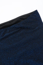 Blue Strapless Sash Waist Sequin Mini Dress