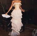 Ruffle White Chiffon Prom Dress