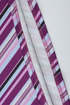 Purple Halter Neck Horizontal Diagonal Stripe Chevron Maxi Dress