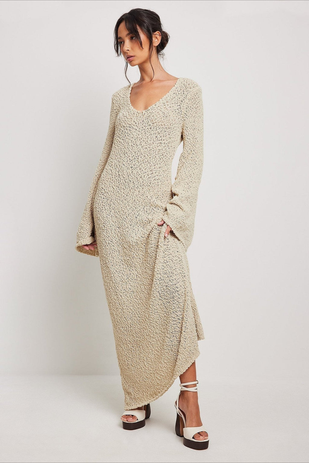 Beige Maxi Sweater Dress