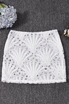 Elastic Waist Sheer Panel Cutout Bodycon Skirt