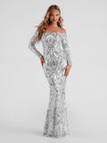 Liber Autumn women's sequined one-shoulder long dress