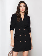 BlazerJacket For Women Turndown Collar Long Sleeves Mini Dresses