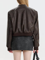 Splice Leather Short Varsity Jacket