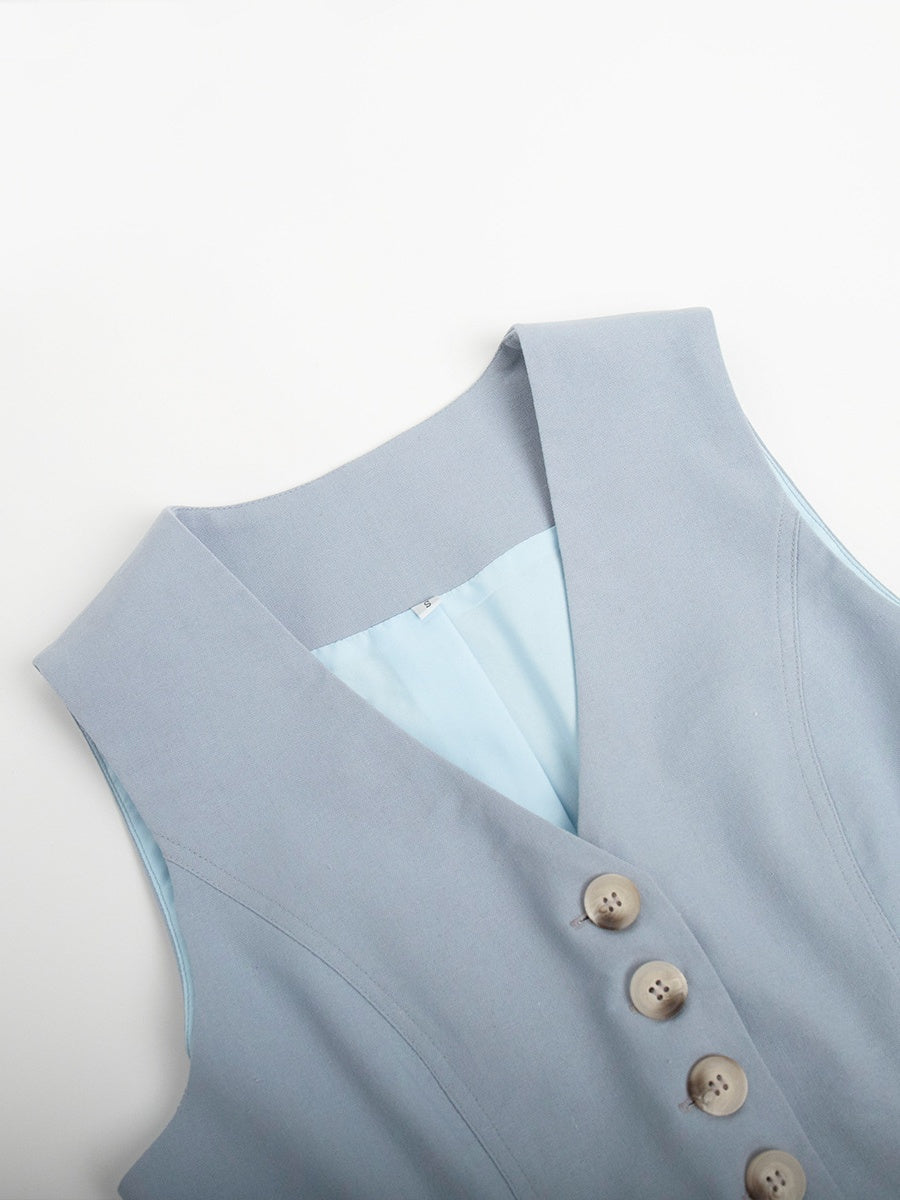 Flax Commuter Vest Loose Shorts Set 2-piece Sets