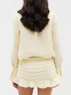 Pure Cotton Lapel Hip-hugging Shirts Mini&Short Dresses